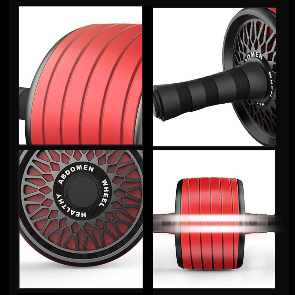 Ab Roller Wheel With Elbow Support - Quiet Fitness Wheel Red Non-Slip Handles
