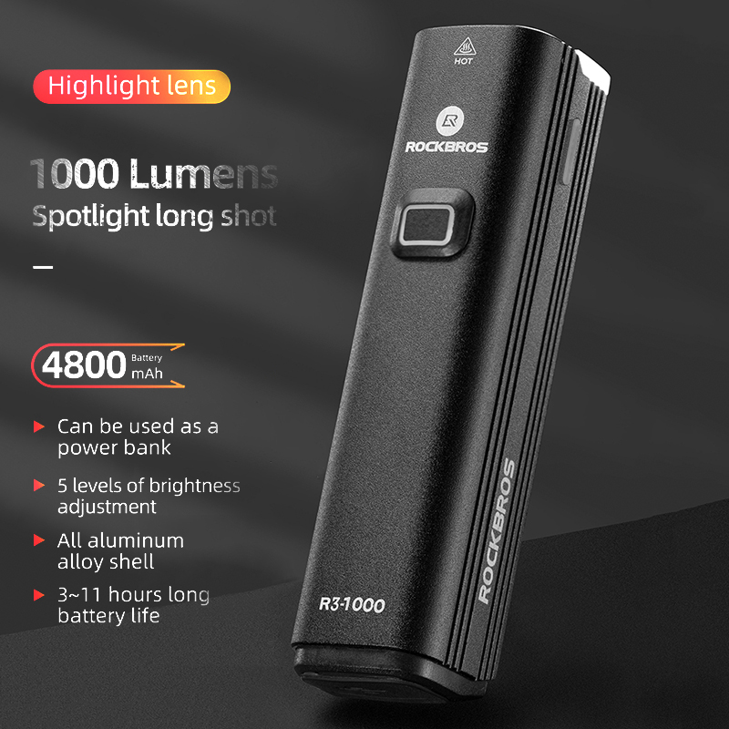 ROCKBROS Xe Đạp Trước Đi Xe Đạ - đánh giá và giá Rechargeable Bicycle Headlight 1000 Lumen
