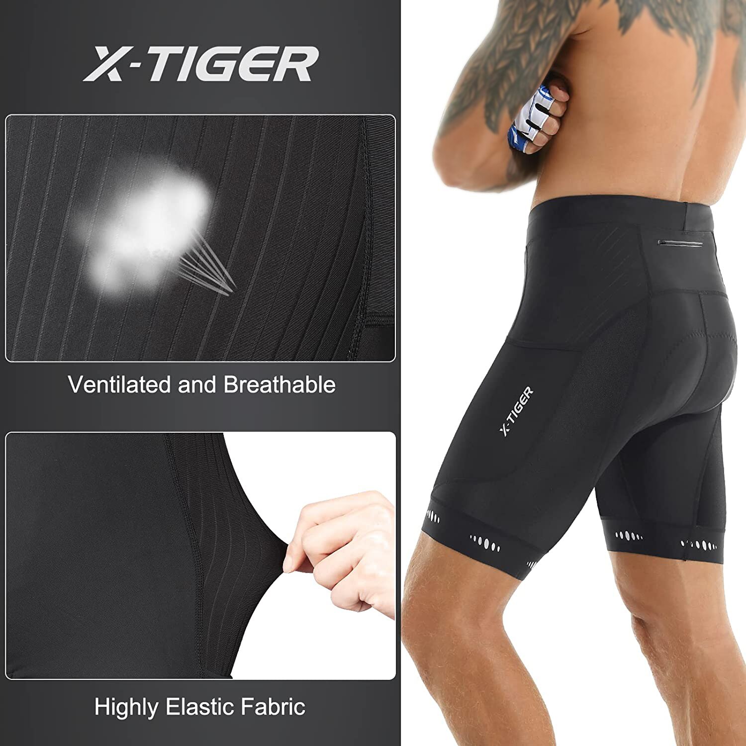 X-TIGER Men Cycling Shorts wit - đánh giá và giá Padded Cycling Shorts 5D Gel