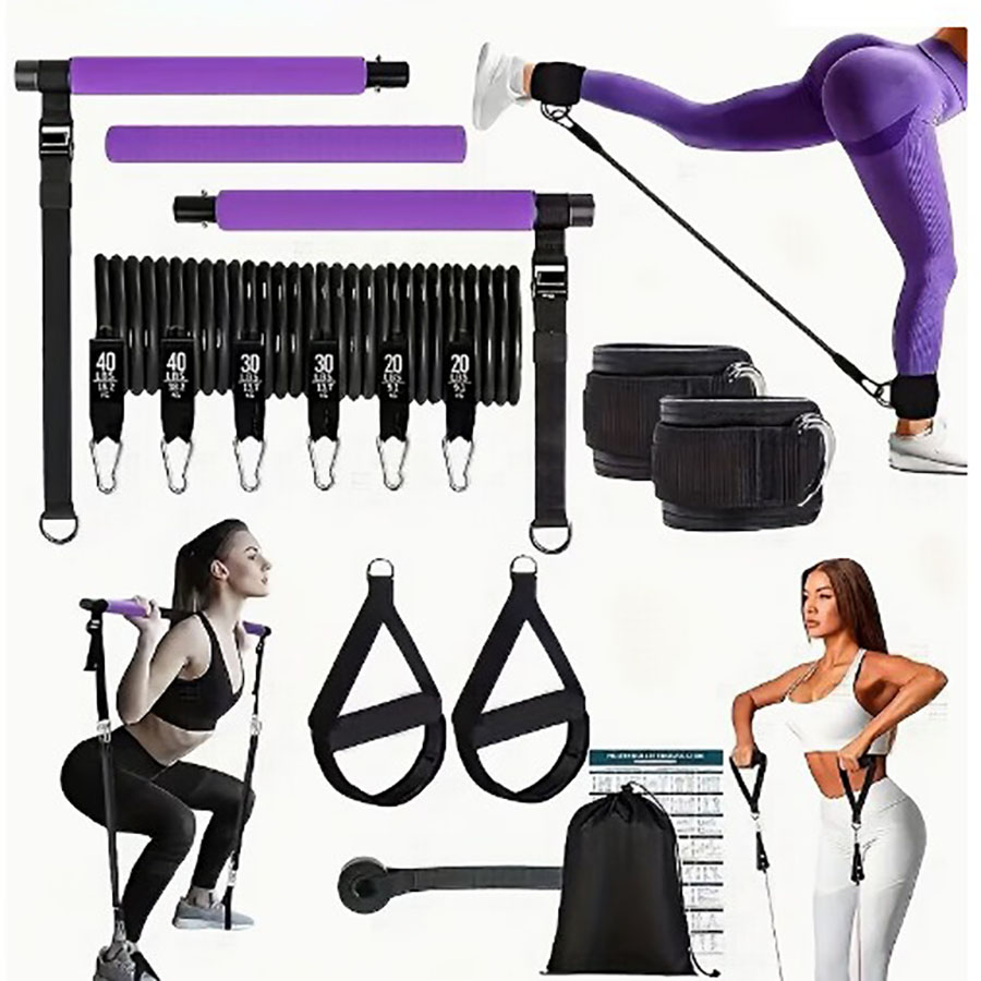 180lbs Resistance Bands with A - đánh giá và giá Pilates Bar Kit With Resistance Bands