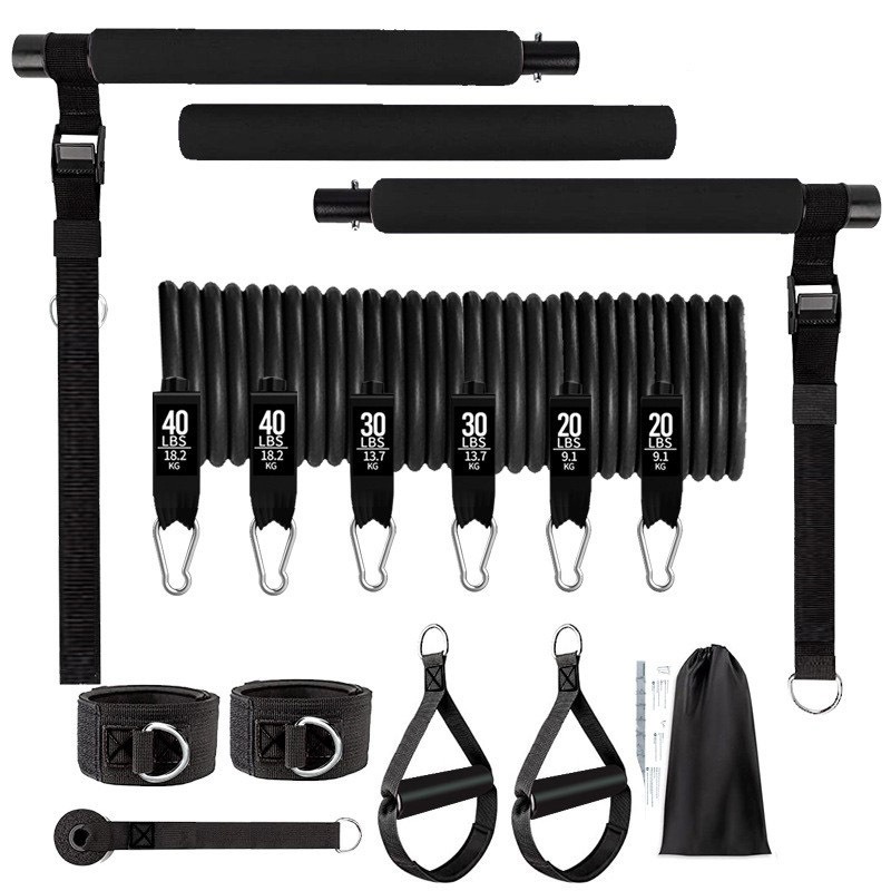 180lbs Resistance Bands with A - đánh giá và giá Pilates Bar Kit With Resistance Bands