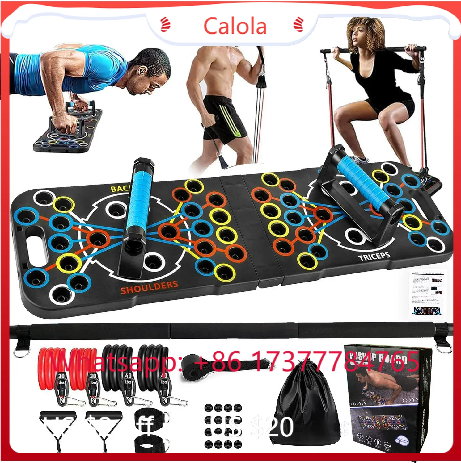Multifunctional Push Up Board  - đánh giá và giá Pilates Bar Kit With Resistance Bands