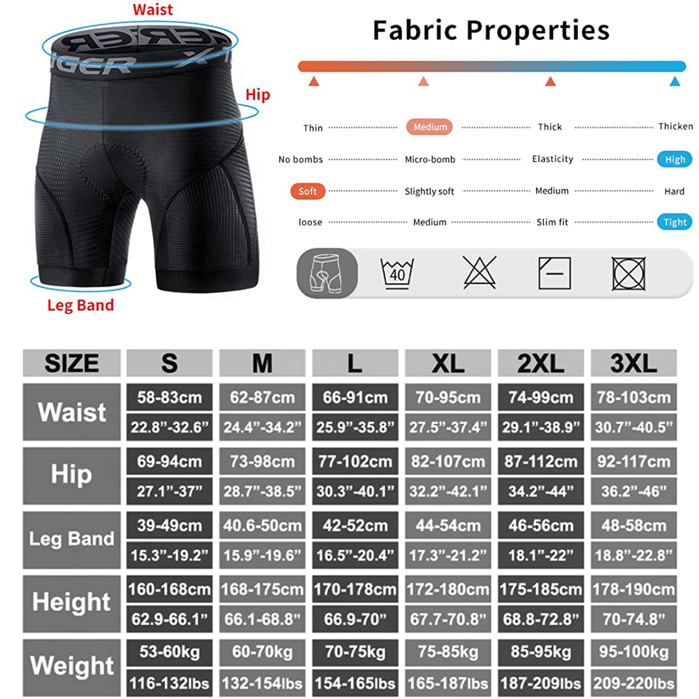 X-TIGER Nam Đi Xe Đạp Quần Lót - đánh giá và giá Padded Cycling Shorts 5D Gel