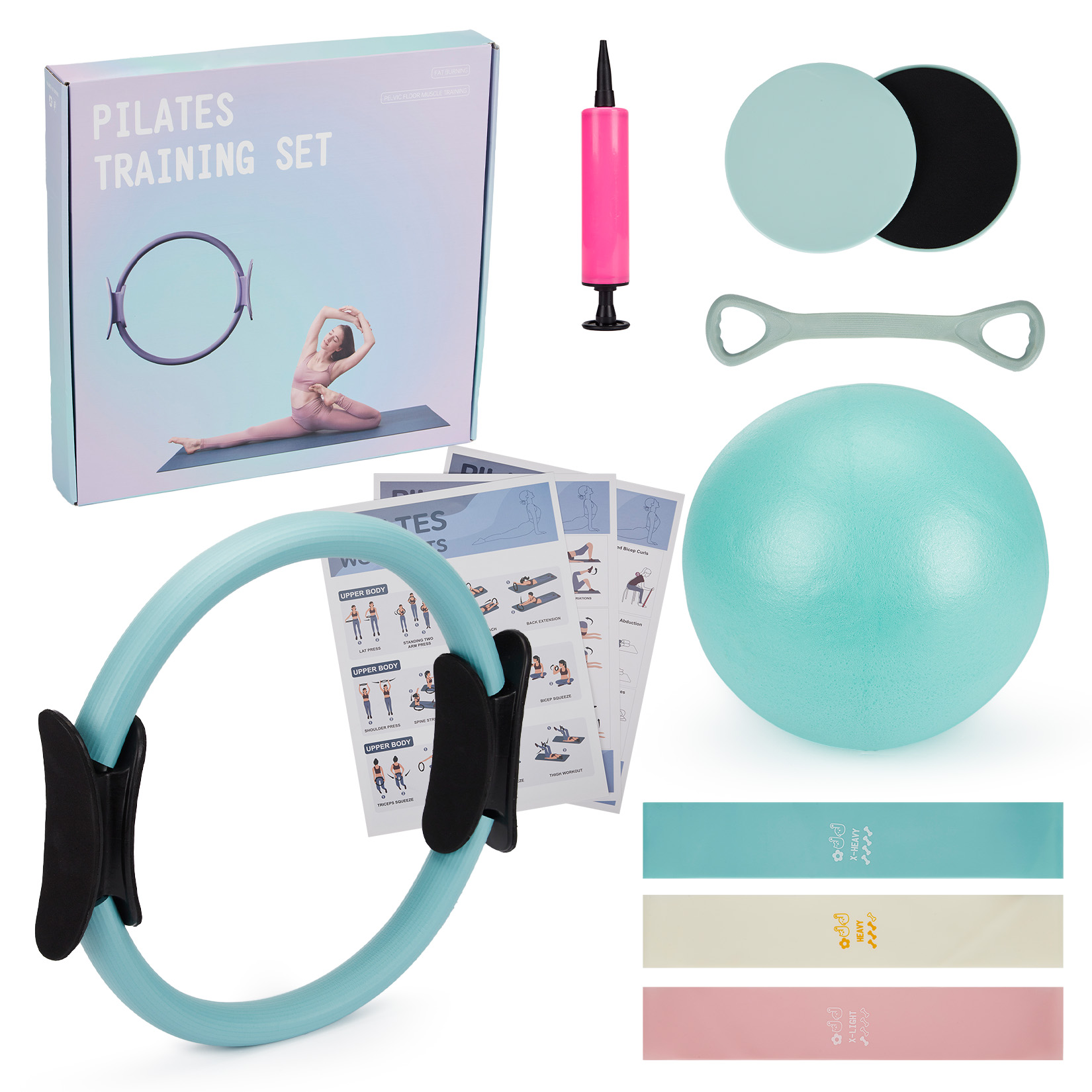 Pilates Training Set, 6-in-1 P - đánh giá và giá Pilates Bar Kit With Resistance Bands